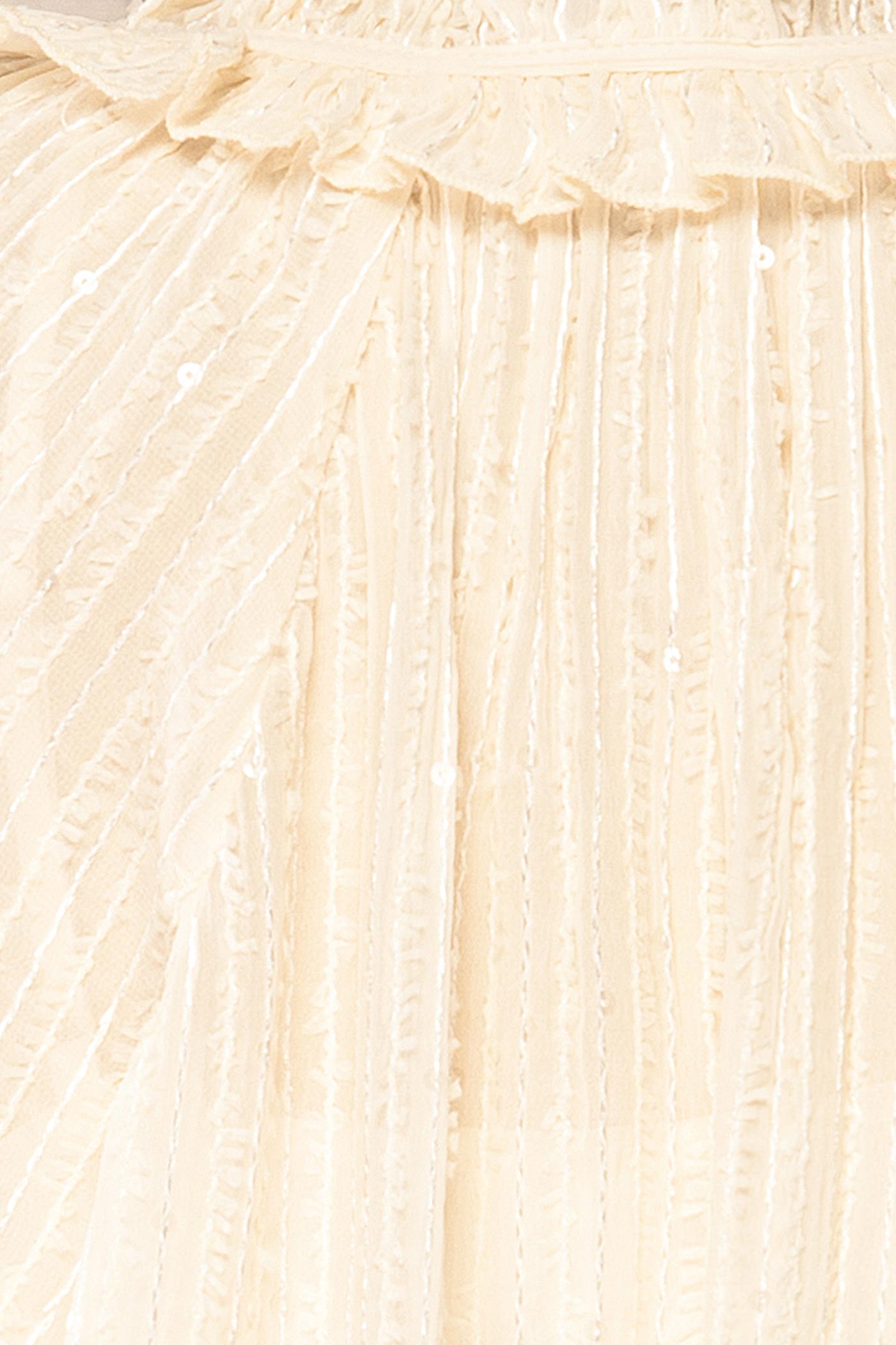 Tobago | Ivory Ruffled Neck Sequin Blouse with Tank Top