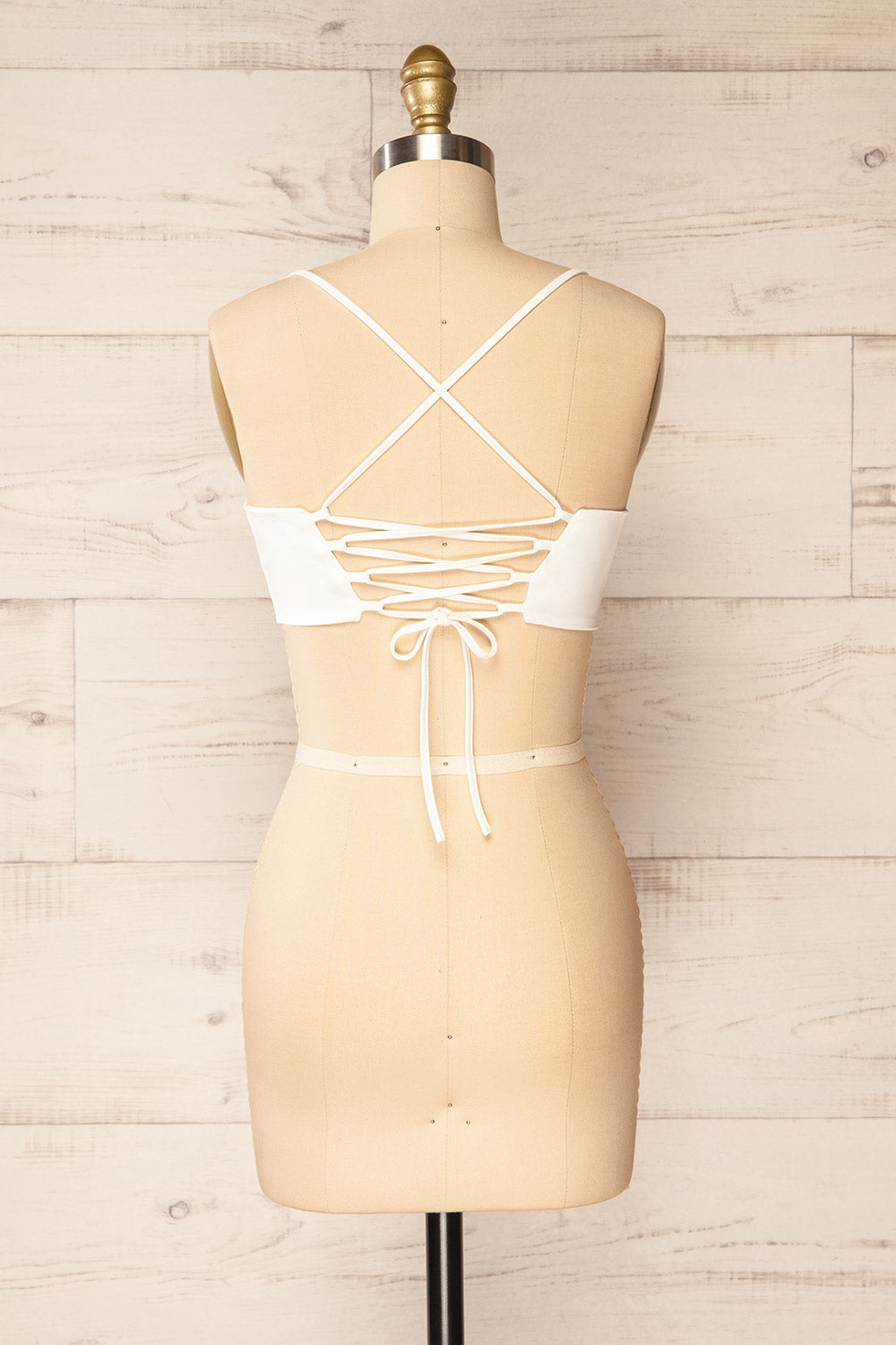 Toluca White Lace-Up Back Crop Top | La petite garçonne back view