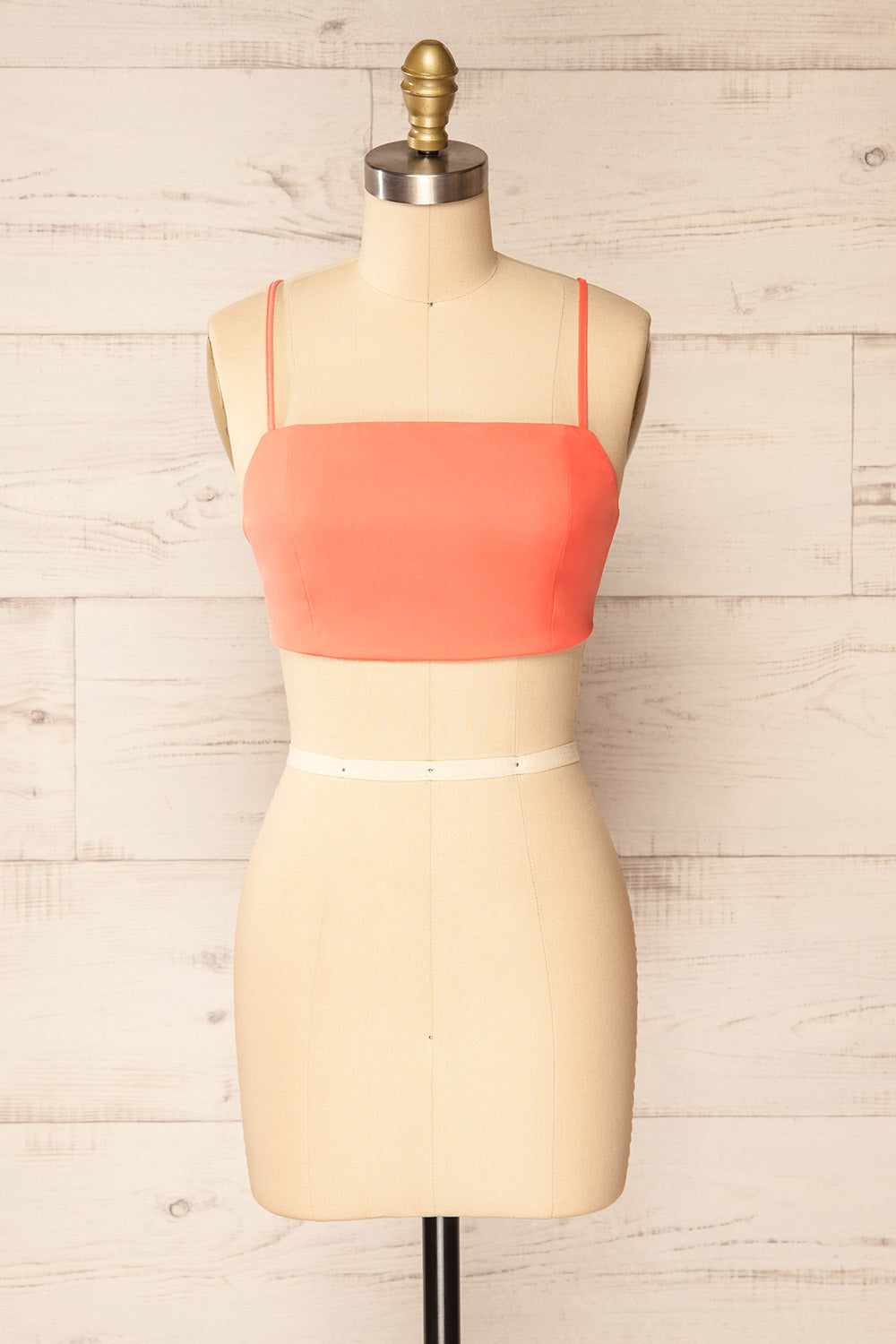 Toluca Pink Lace-Up Back Crop Top | La petite garçonne front view