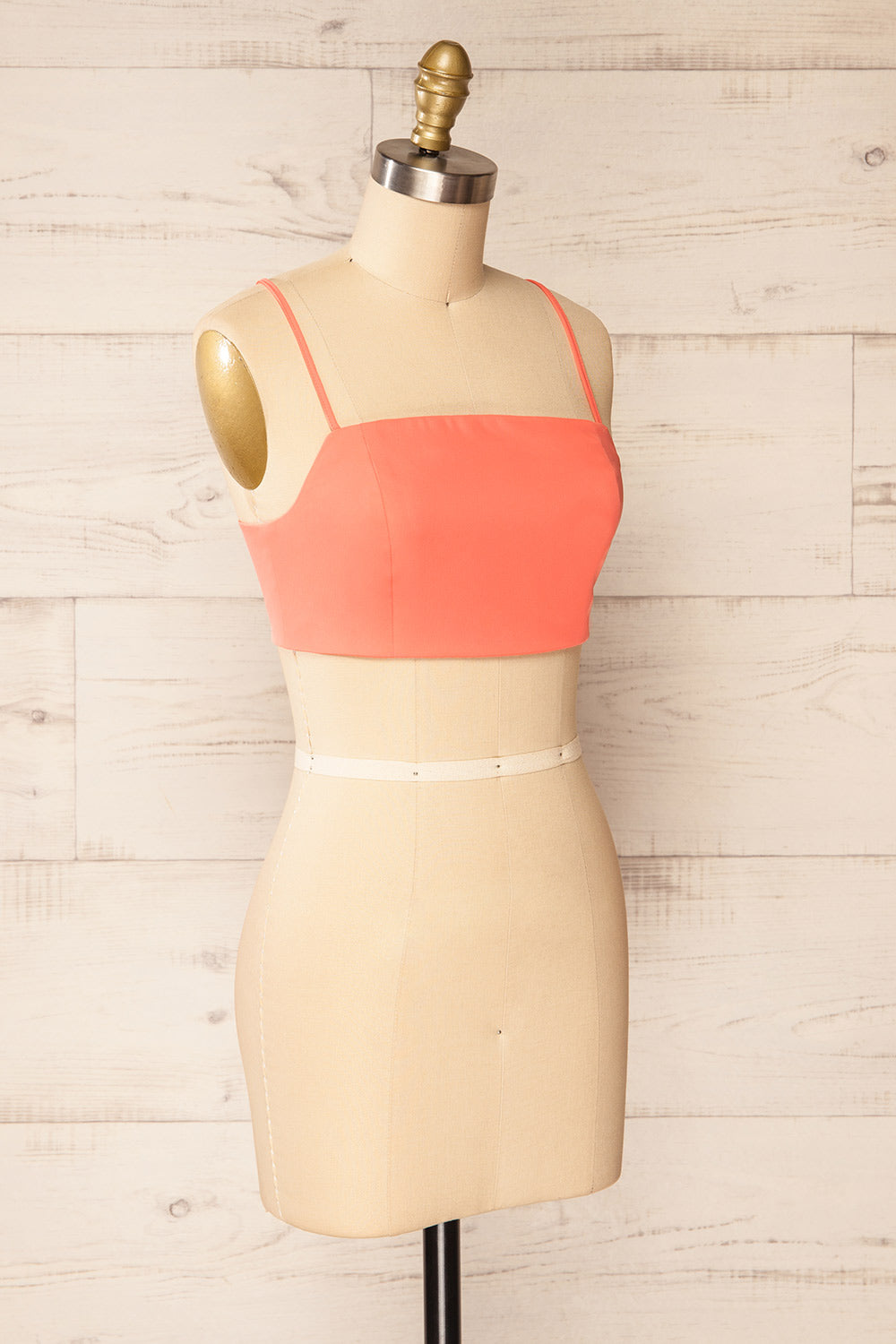 Toluca Pink Lace-Up Back Crop Top | La petite garçonne side view