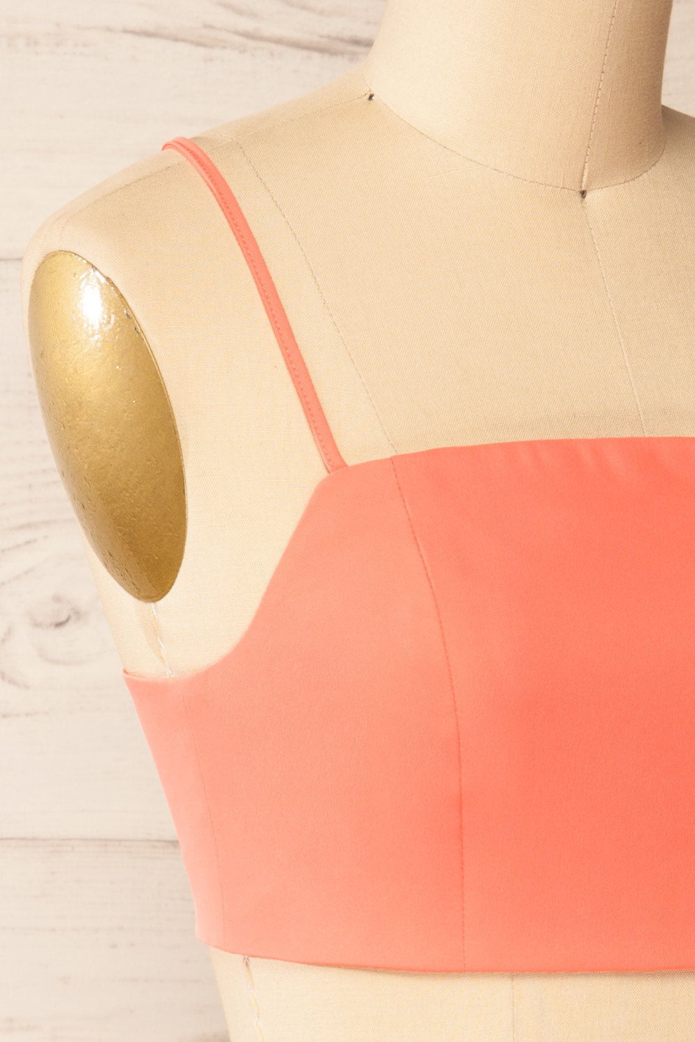 Toluca Pink Lace-Up Back Crop Top | La petite garçonne side close-up