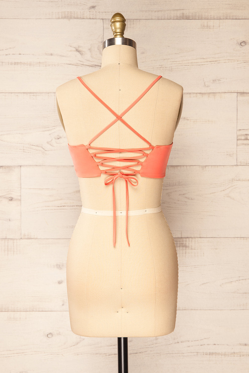 Toluca Pink Lace-Up Back Crop Top | La petite garçonne back view