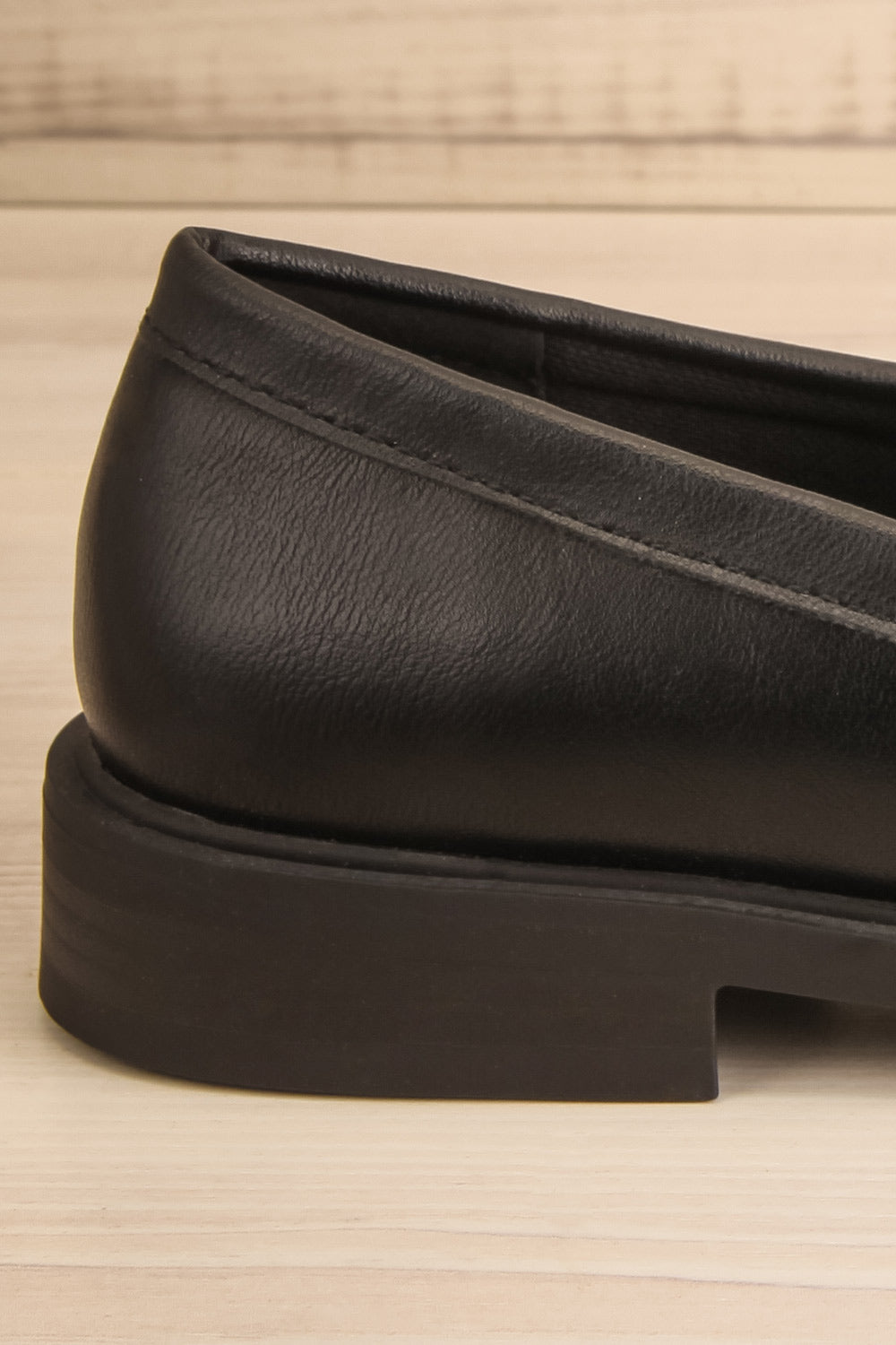 Toro Black Matte Loafers | La petite garçonne side back close-up