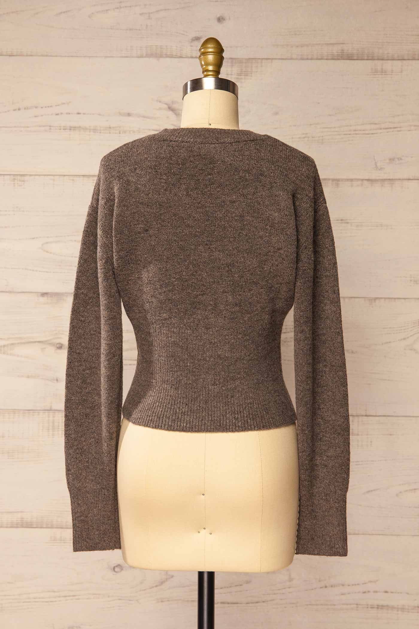 back view of Touima Taupe Knitted Sweater with Ribbed Waist at La petite garçonne