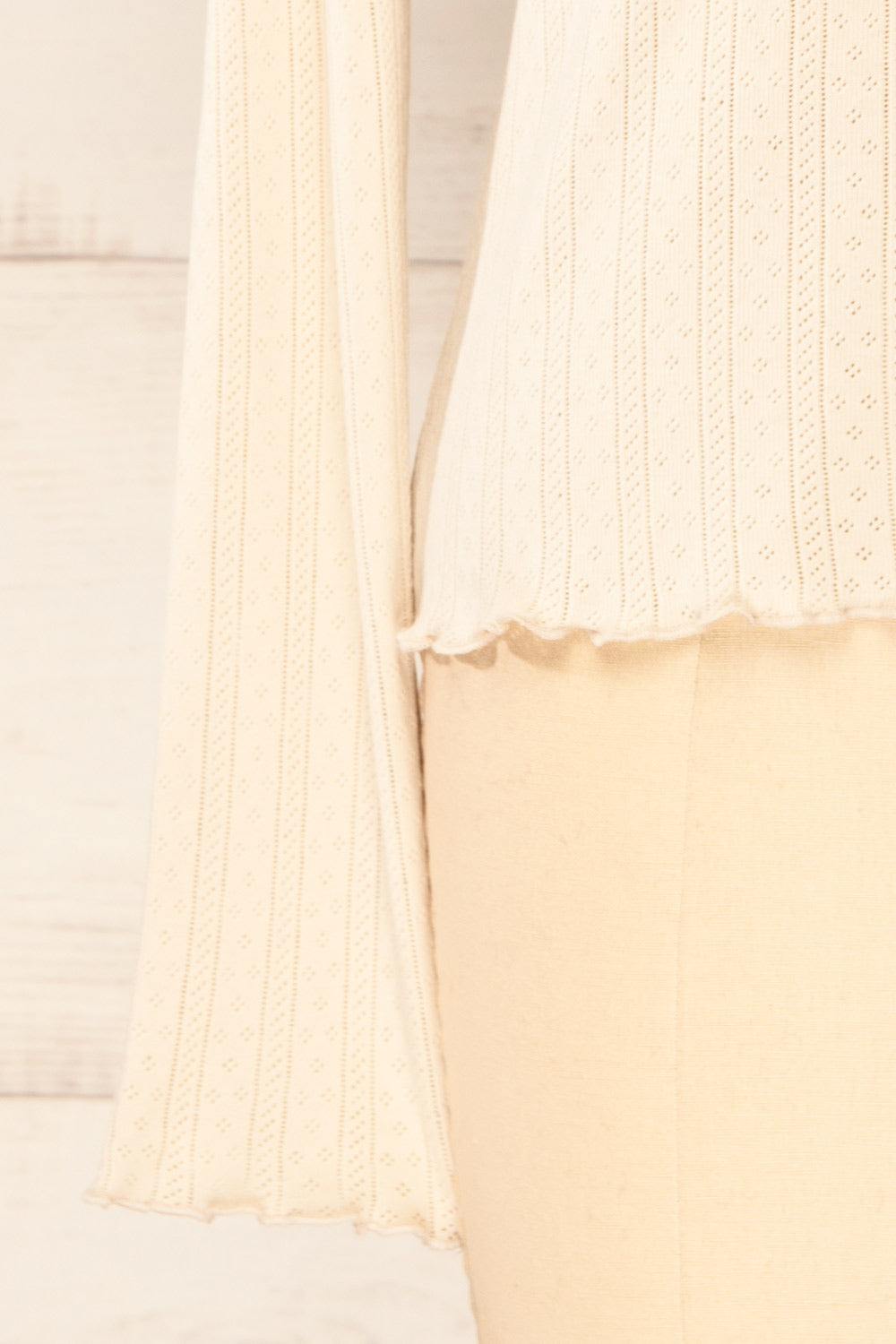Toulon Beige Long Sleeve Lace-Knit Top | La petite garçonne sleeve