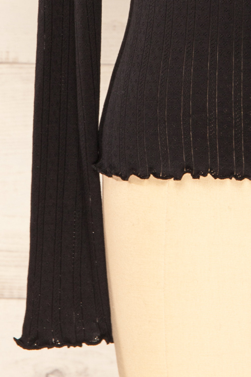 Toulon Black Long Sleeve Lace-Knit Top | La petite garçonne sleeve
