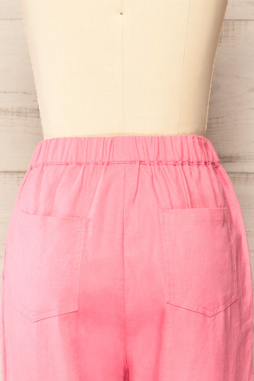 Trincao Pink Linen Pants with Drawstrings | La petite garçonne back