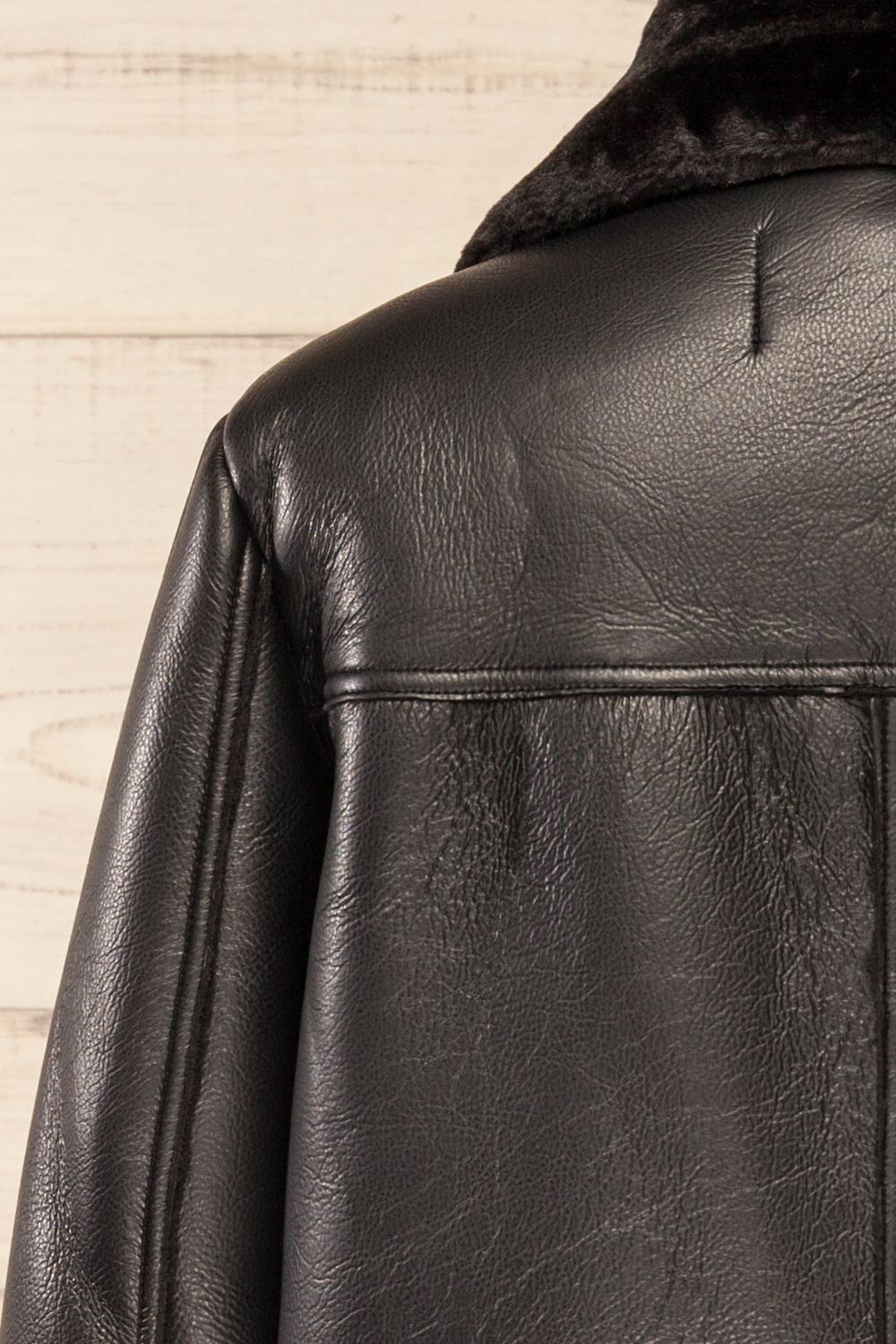 Tsabong Black Faux Leather Coat | La petite garçonne back
