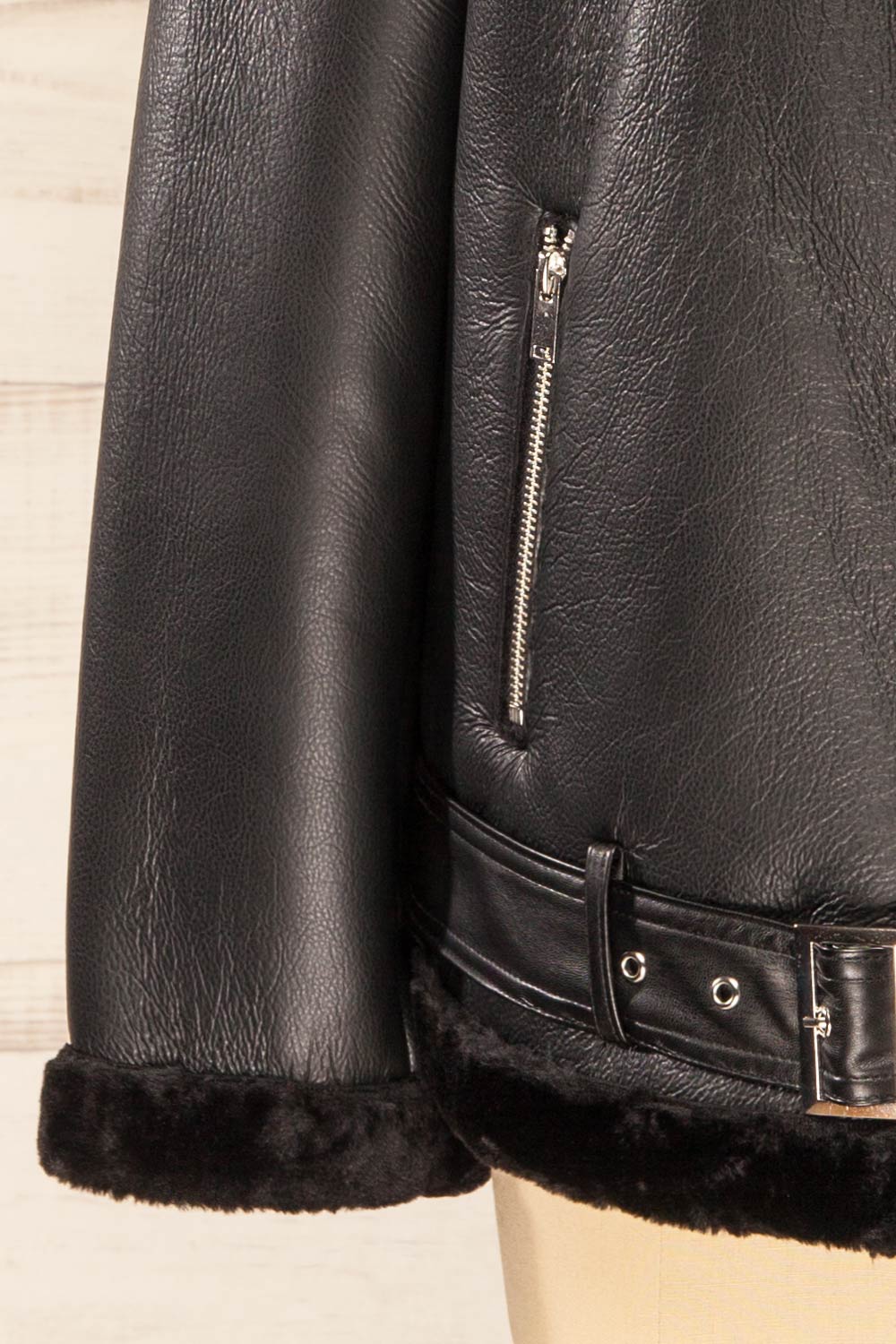 Tsabong Black Faux Leather Coat | La petite garçonne bottom