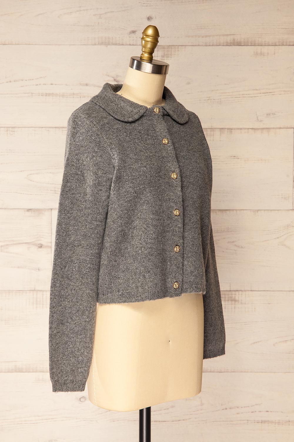 Tsarang Grey Knitted Cardigan | La petite garçonne side view