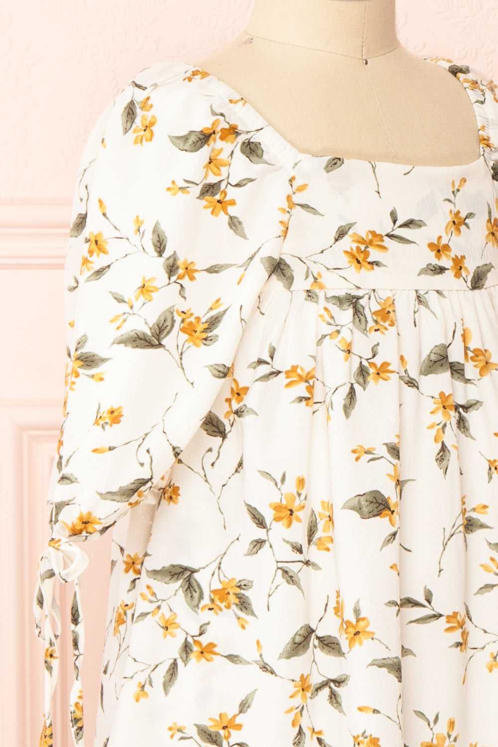 Tuline Mini Short Floral Babydoll Dress | Boutique 1861 side close-up