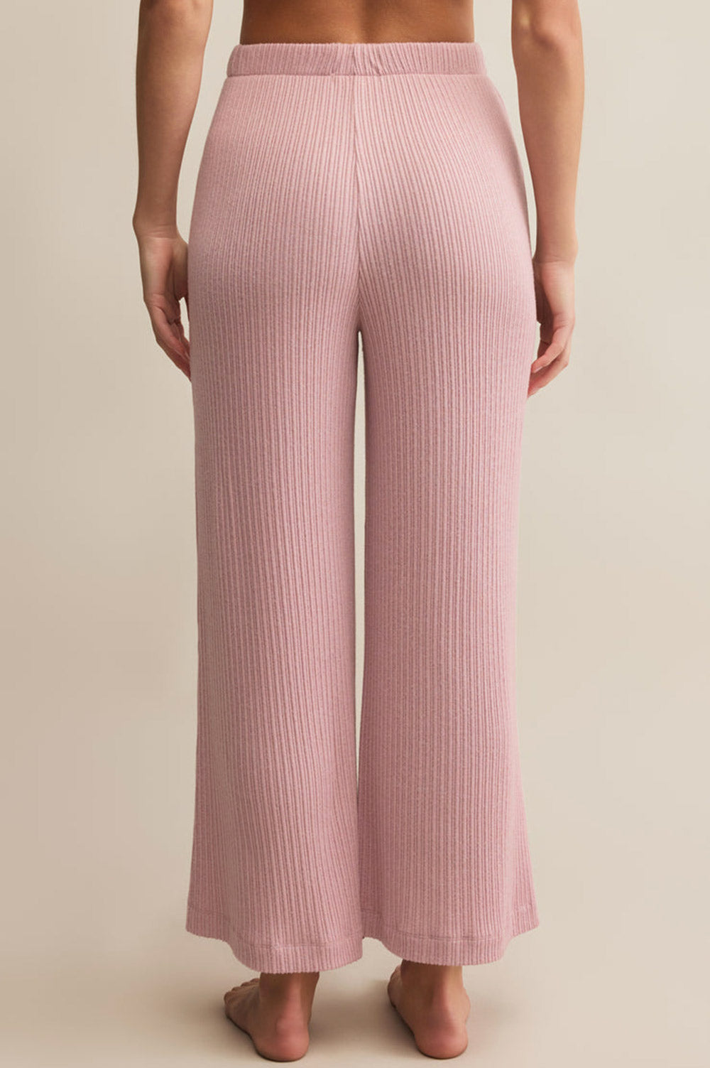 Tunis Pink Ribbed Knit Pants | La petite garçonne model back