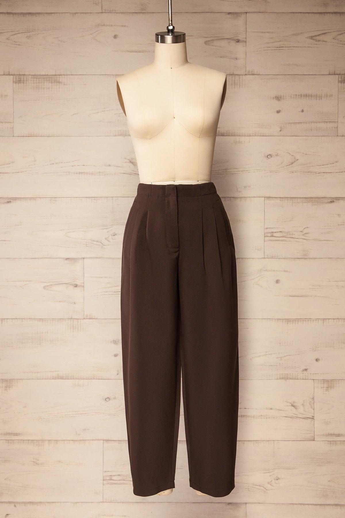front view of Turimbert Brown Barrel-Leg Pants at La petite garçonne