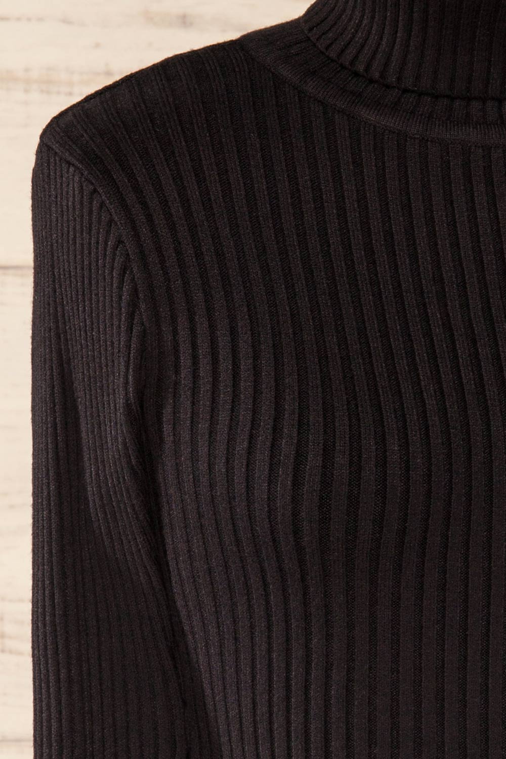 Turville Black Cropped Turtleneck Top | La petite garçonne side close-up