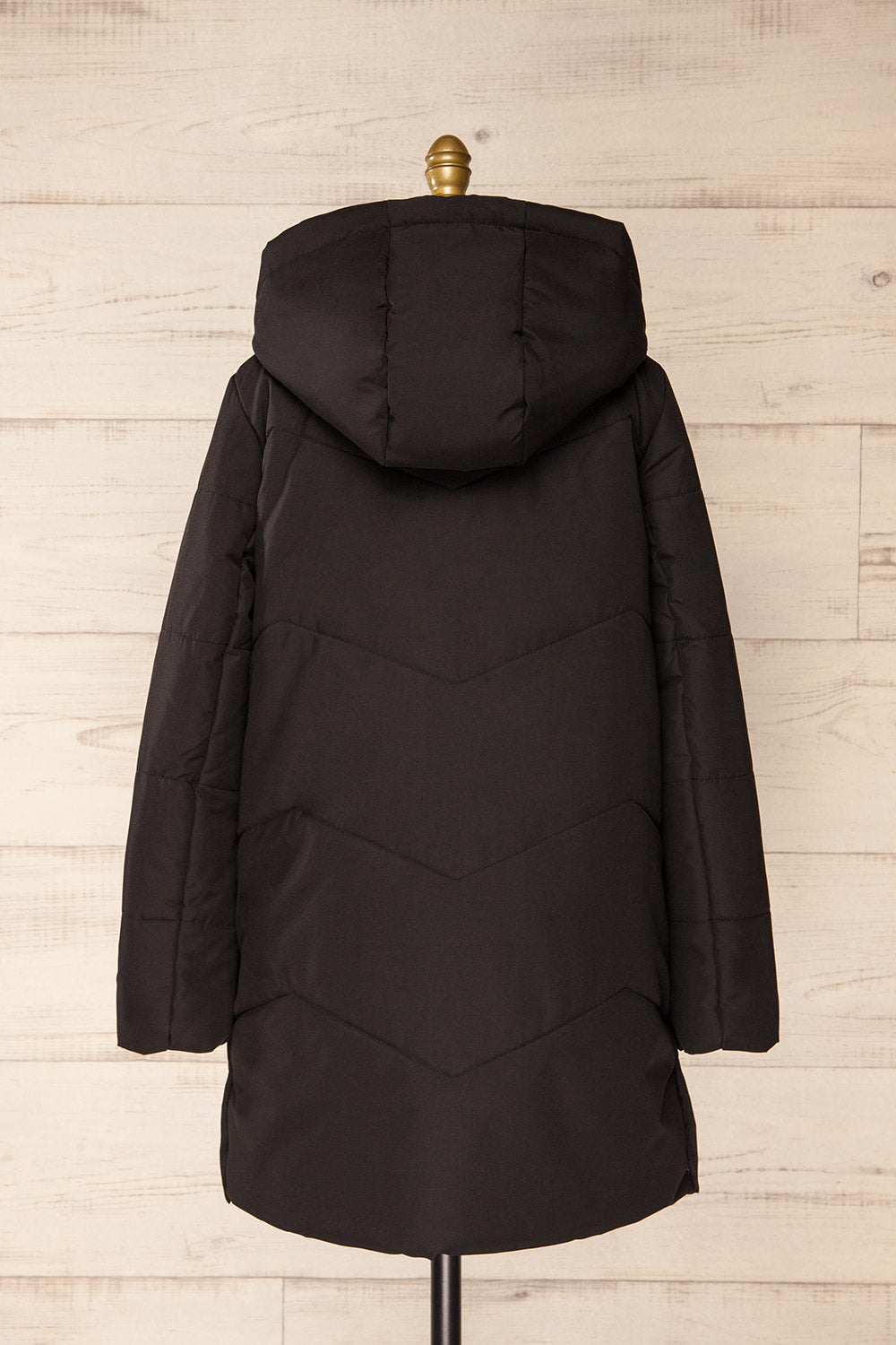 Tuvalu Black Quilted Coat w/ Side Vents | La petite garçonne back view