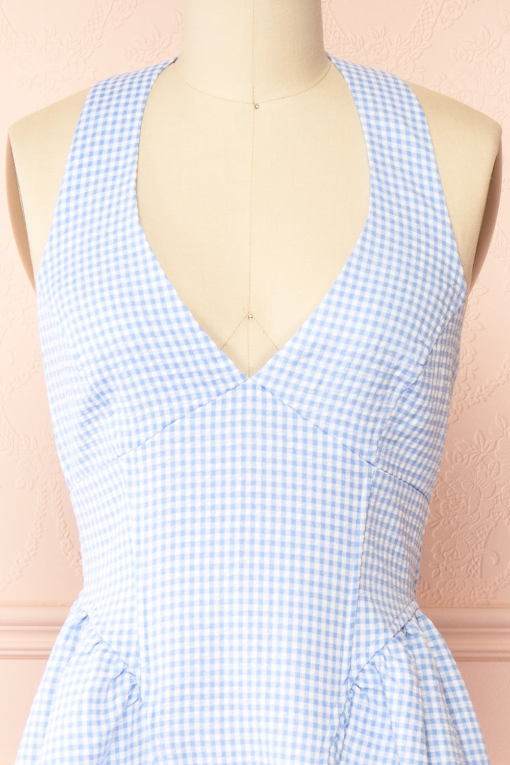 Typhanie Long Halter Gingham Dress | Boutique 1861 front