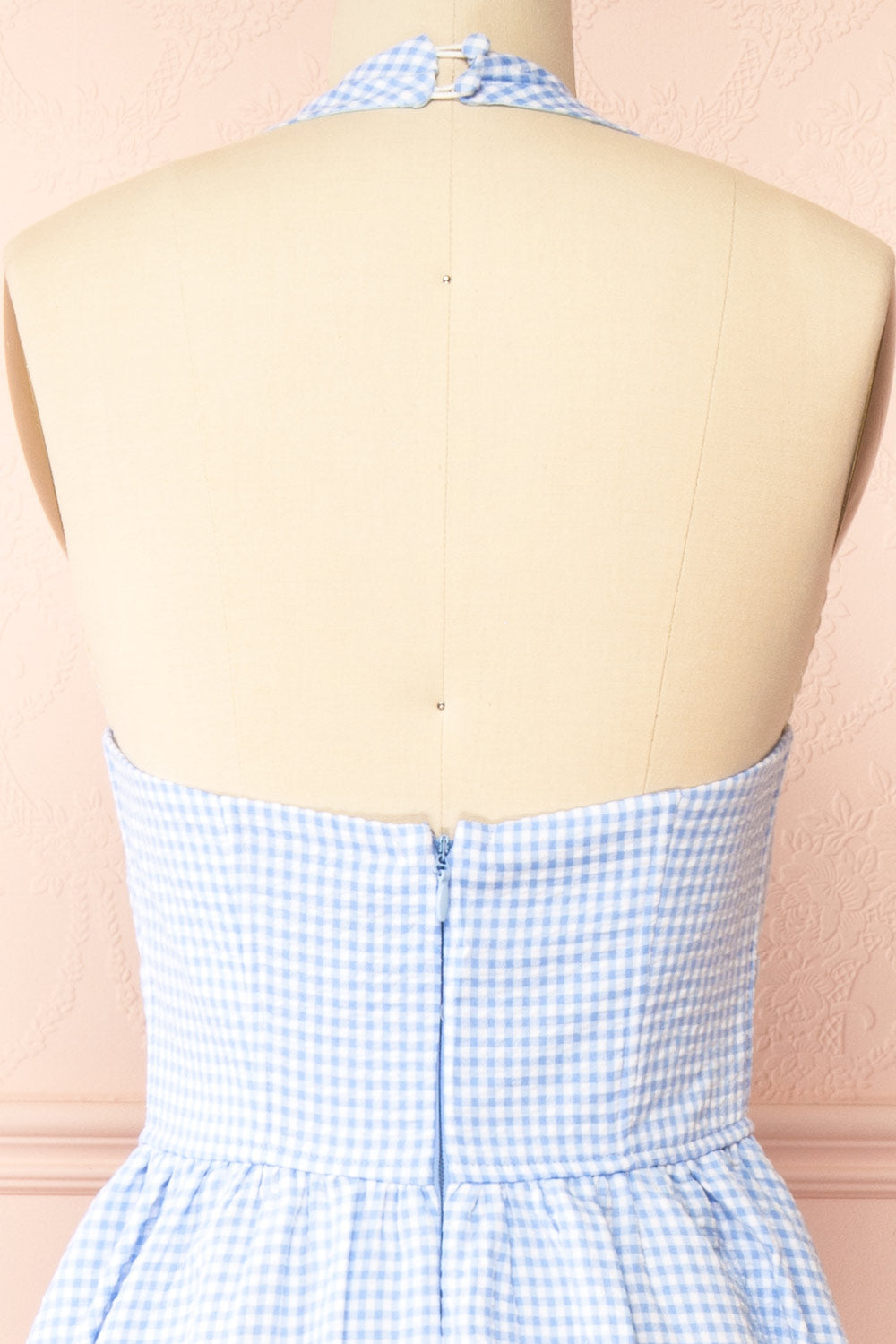 Typhanie Long Halter Gingham Dress | Boutique 1861 back