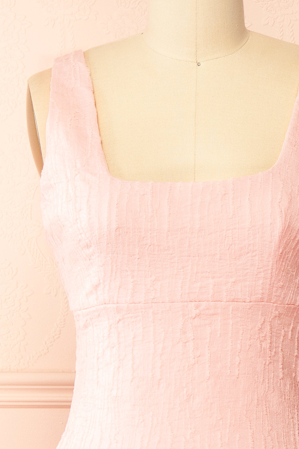 Tyrah Pink Midi Dress with Drop Waist | Boutique 1861 front