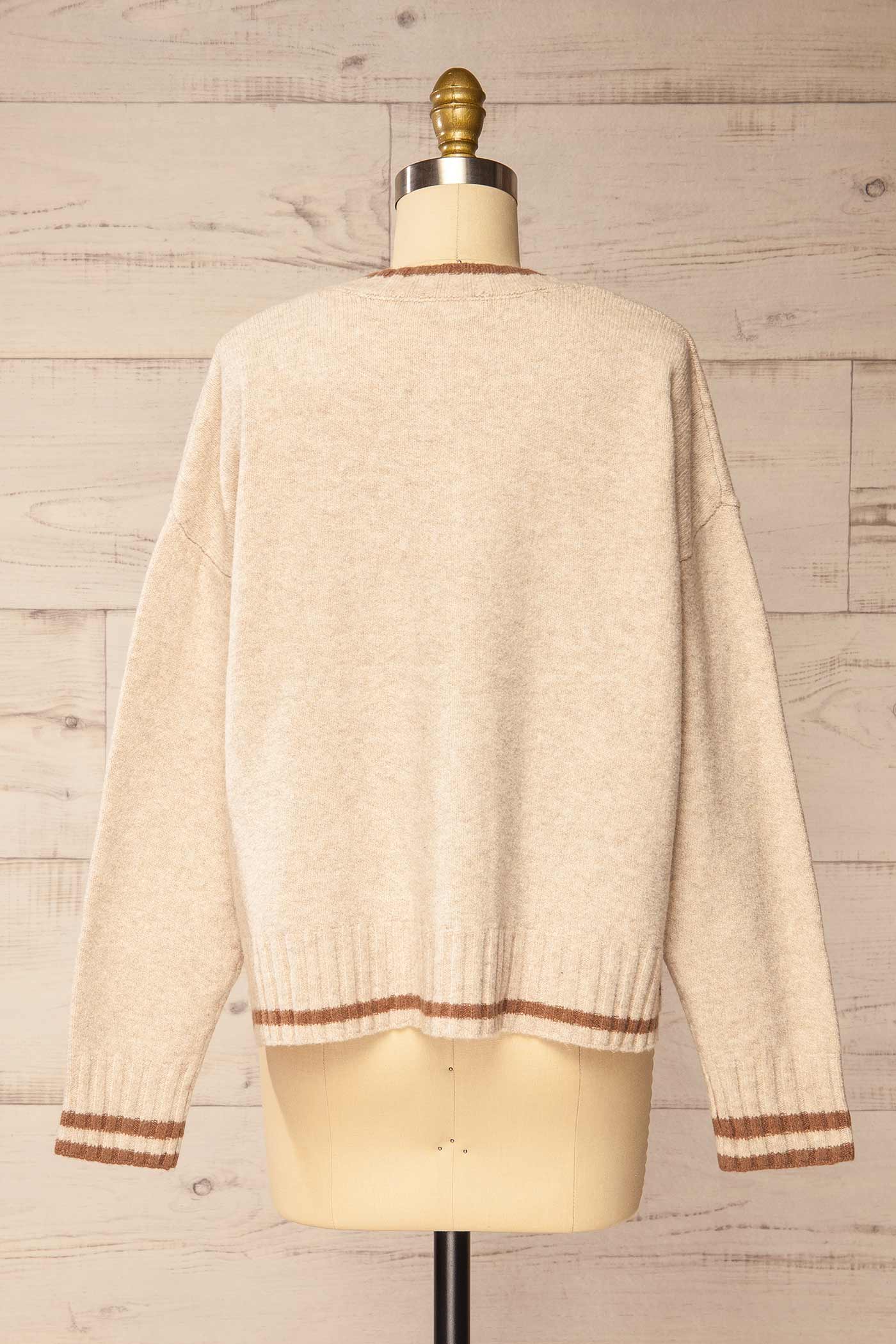 back view of Ulladulla Beige V-Neck Knit Sweater at La petite garçonne