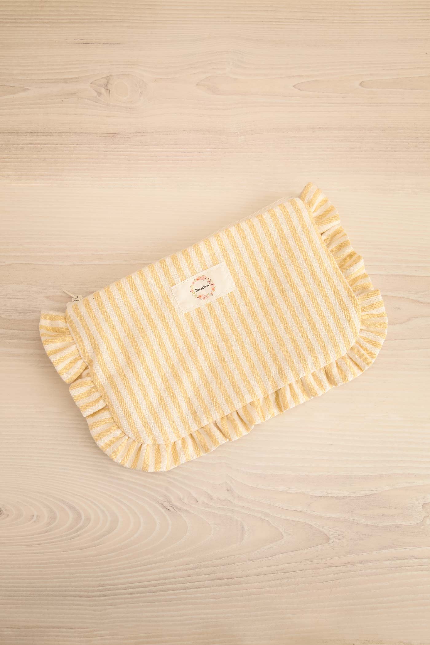 Uranui Yellow Striped Ruffled Cosmetic Bag - 2 Options | Maison garçonne small