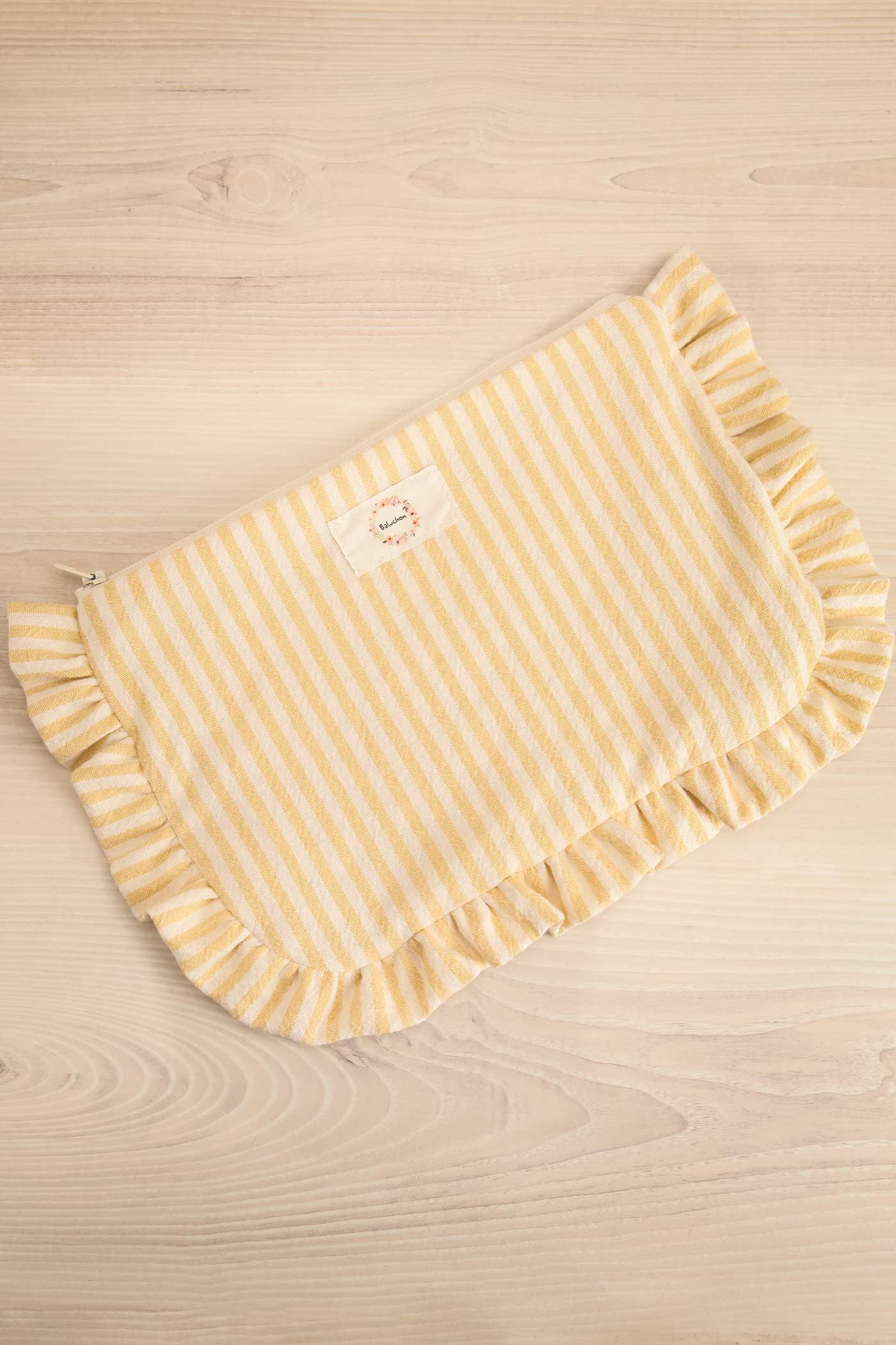 Uranui Yellow Striped Ruffled Cosmetic Bag - 2 Options | Maison garçonne large