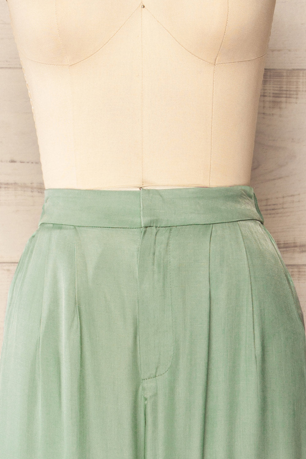 Urgench Teal Silky High-Waisted Pants | La petite garçonne front
