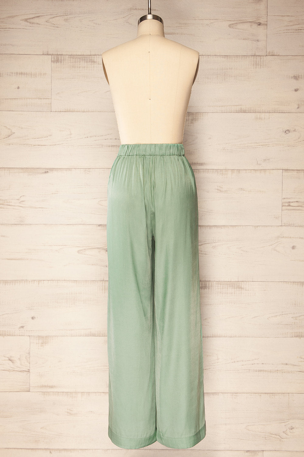 Urgench Teal Silky High-Waisted Pants | La petite garçonne back view