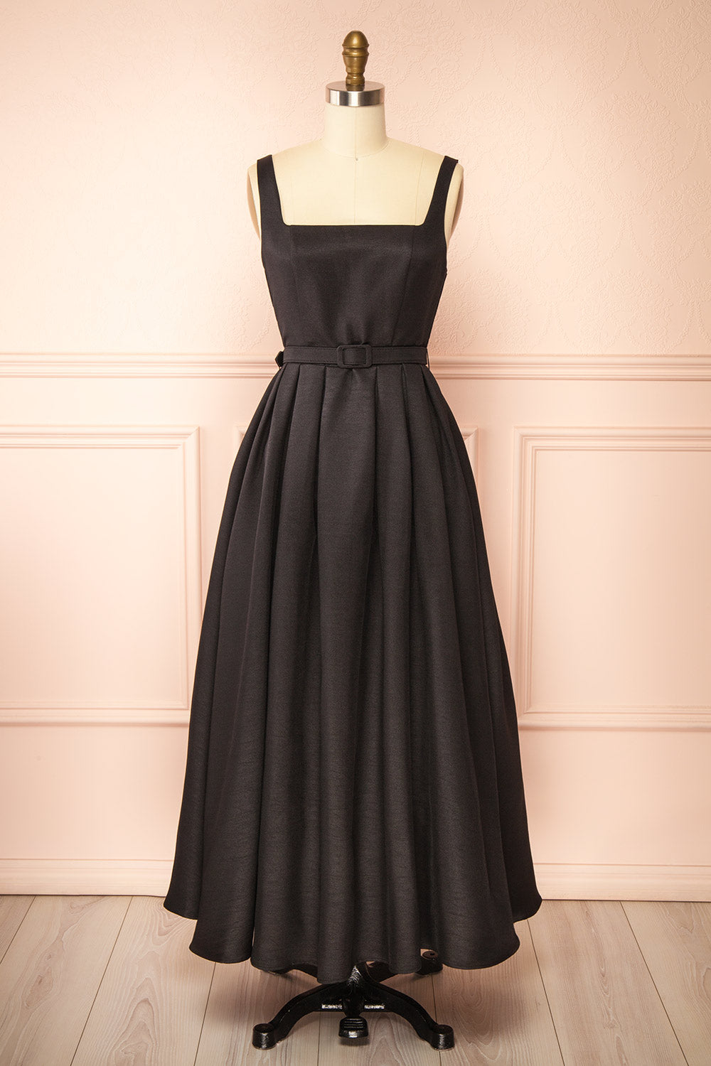 Usagi Black A-Line Dress with Belt | Boutique 1861 front view
