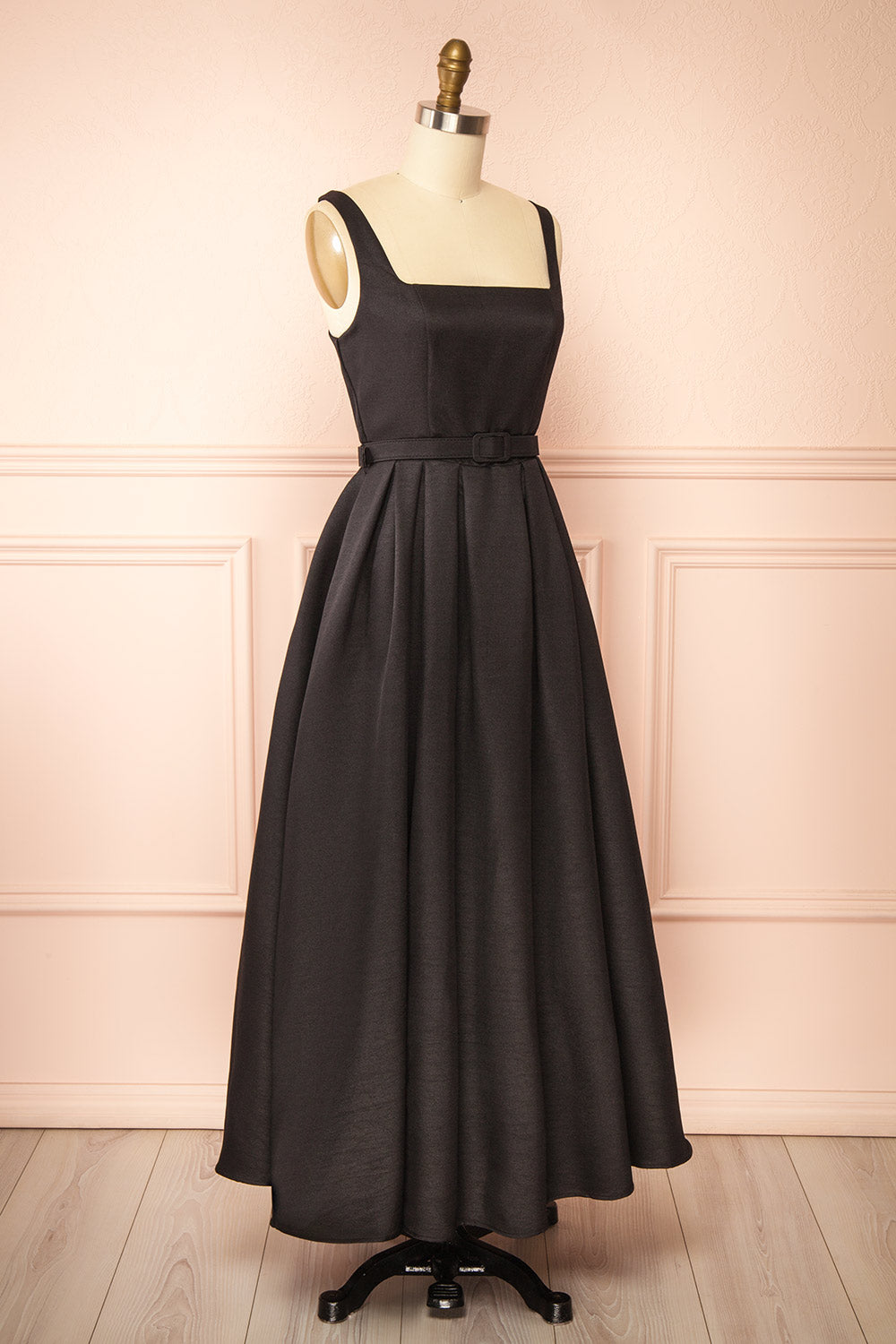 Usagi Black A-Line Dress with Belt | Boutique 1861 side view