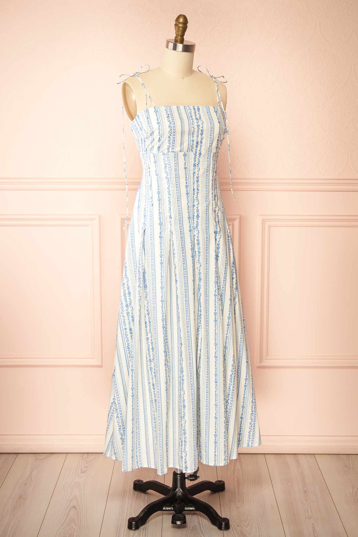Sideview Utano Ivory Midi Dress with Open Back at boutique 1861