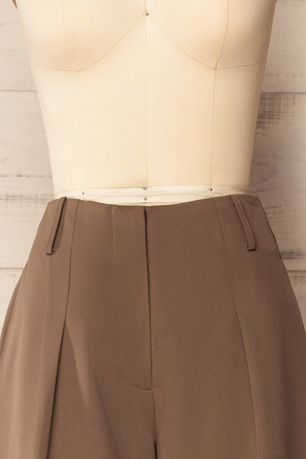 Utica Brown High-Waisted Wide Leg Pants | La petite garçonne front