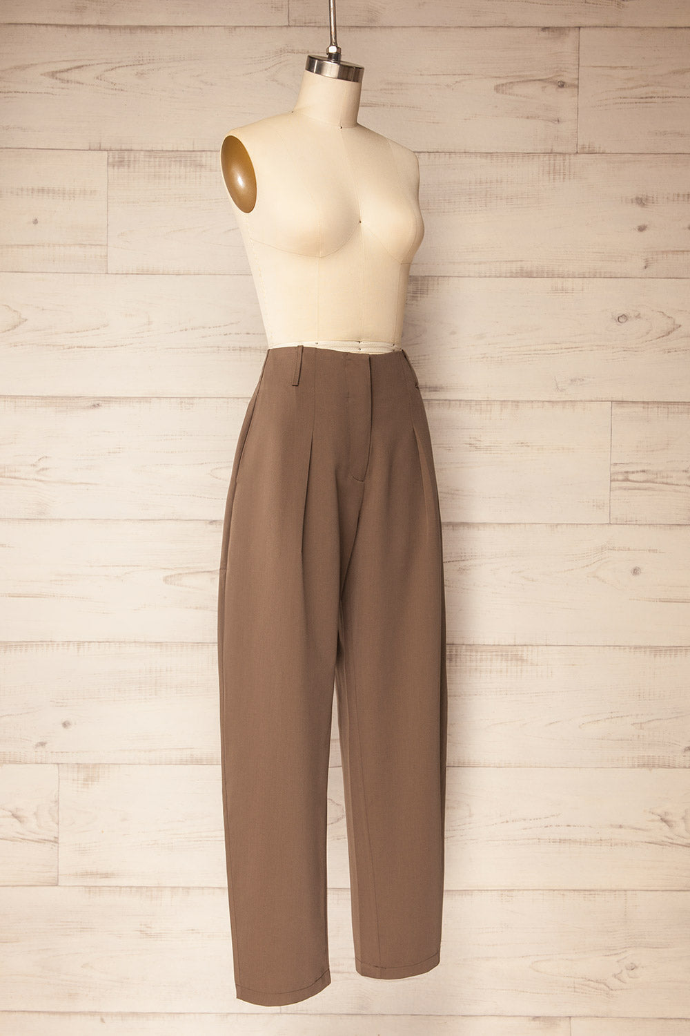 Utica Brown High-Waisted Wide Leg Pants | La petite garçonne side view