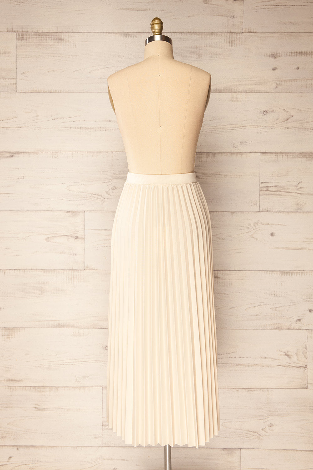 Vaduz Beige Pleated Maxi Skirt | La petite garçonne back view
