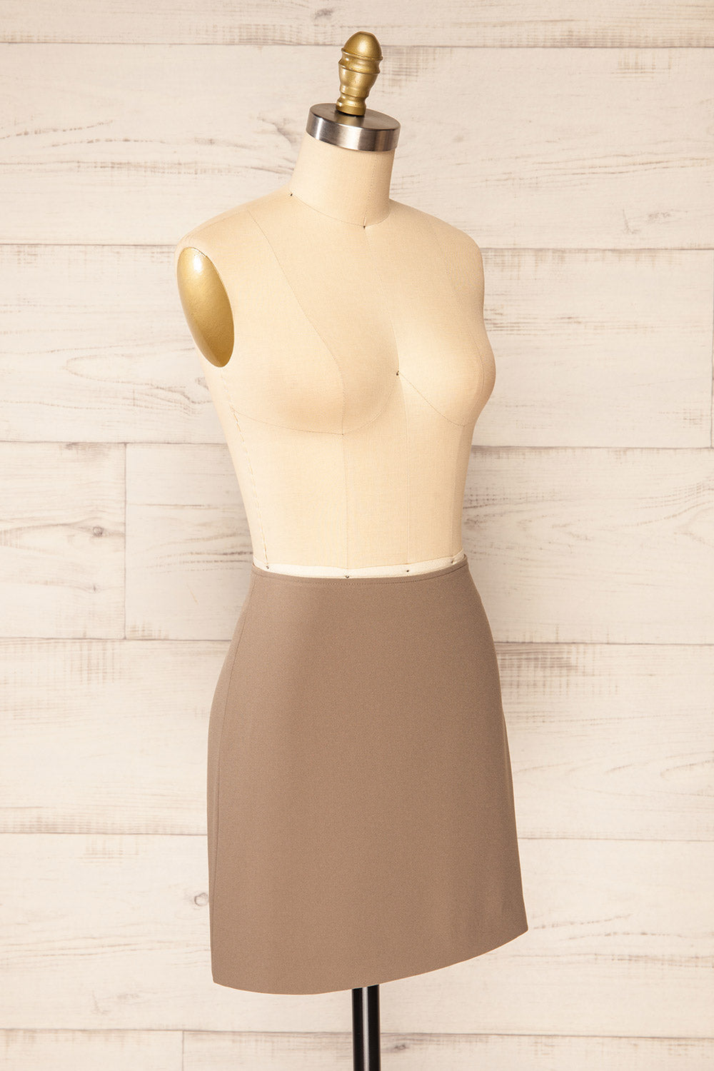 Vailoa Taupe Short A-Line Skirt | La petite garçonne side view