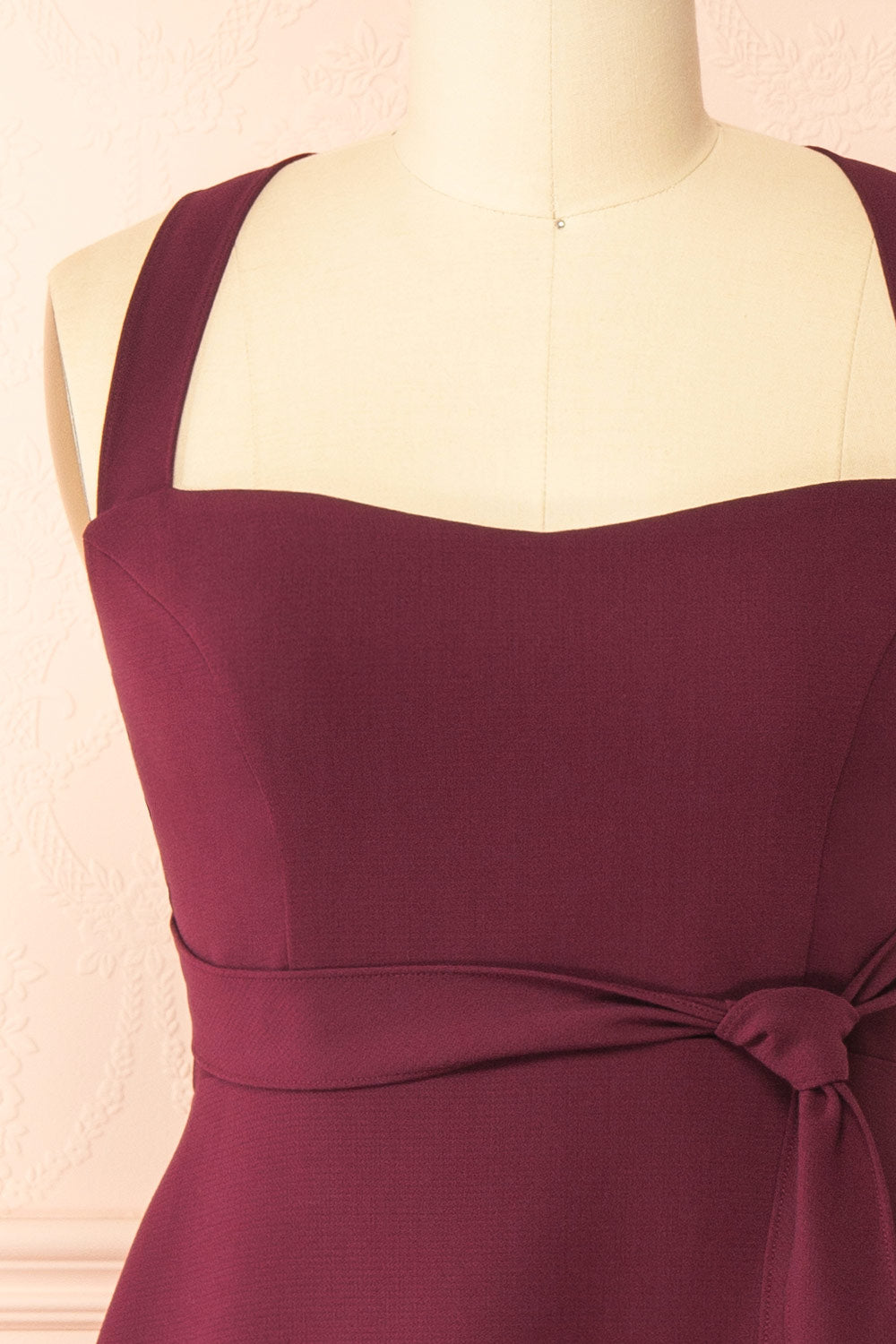 Valentina Burgundy Midi A-line Dress with Adjustable Straps | Boutique 1861 front