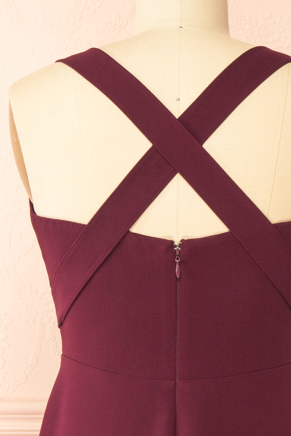 Valentina Burgundy Midi A-line Dress with Adjustable Straps | Boutique 1861 back