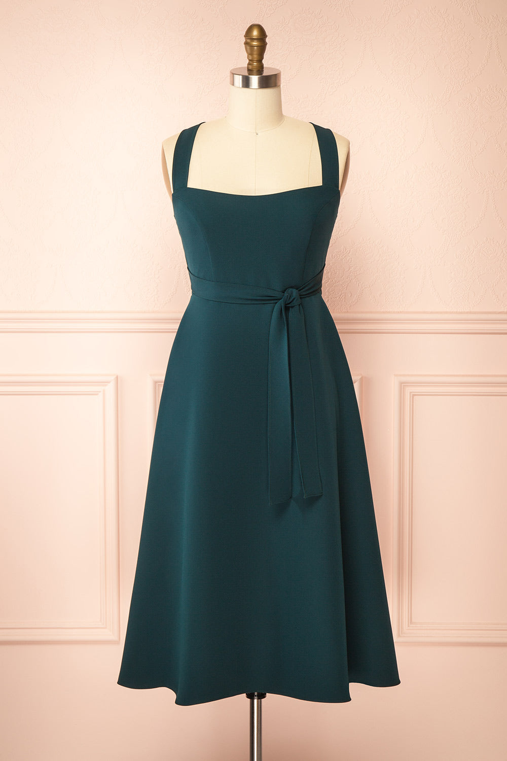 Valentina Green Midi Dress with Adjustable Straps Boutique 1861