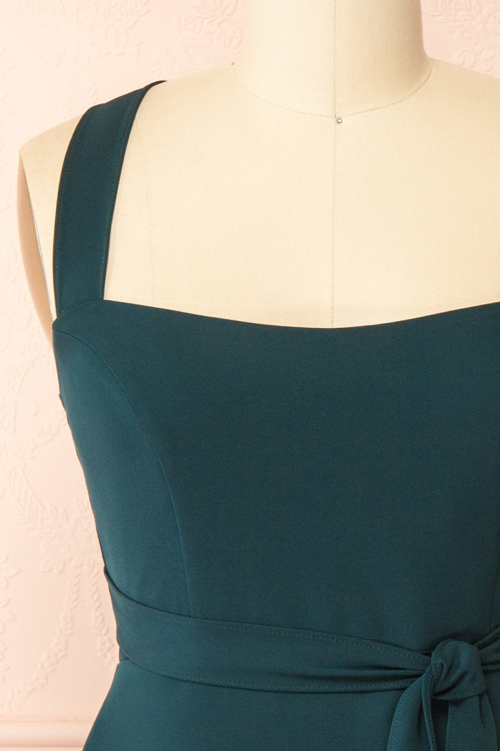 Valentina Green Midi Dress with Adjustable Straps | Boutique 1861 front