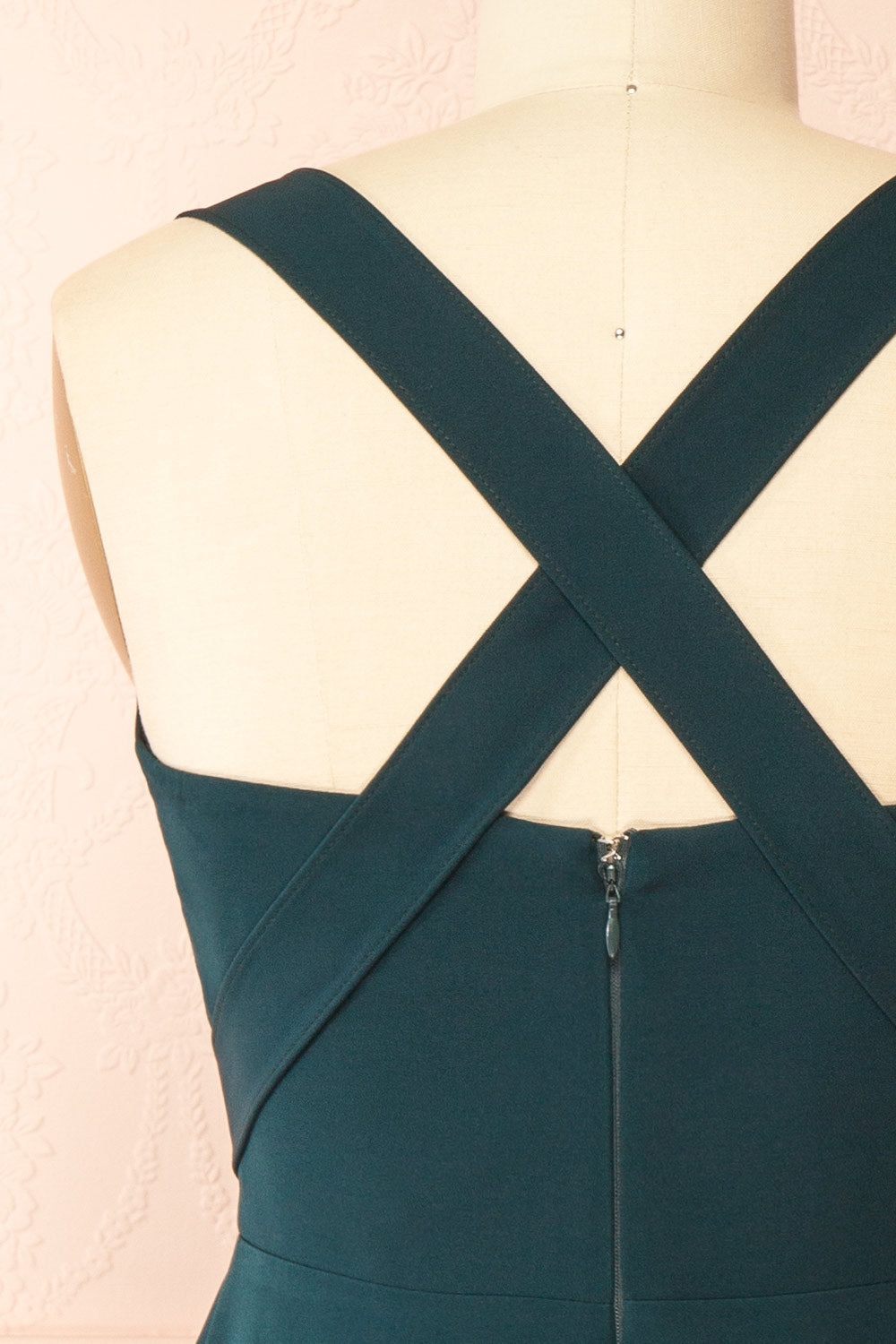 Valentina Green Midi Dress with Adjustable Straps | Boutique 1861 back