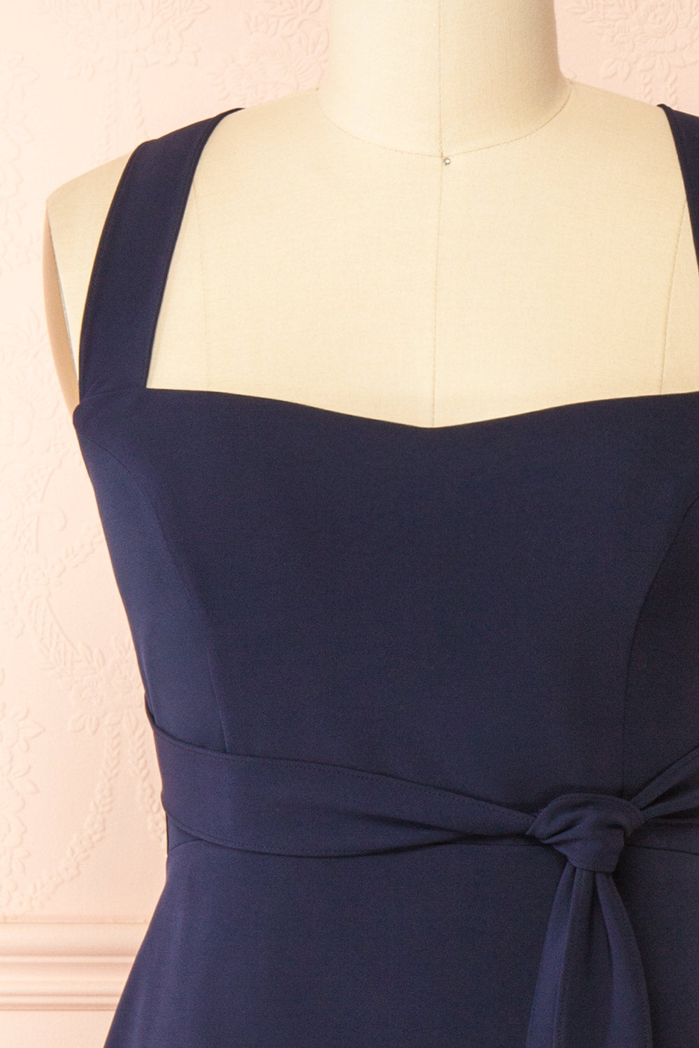 Valentina Navy Midi A-line Dress with Adjustable Straps | Boutique 1861 front