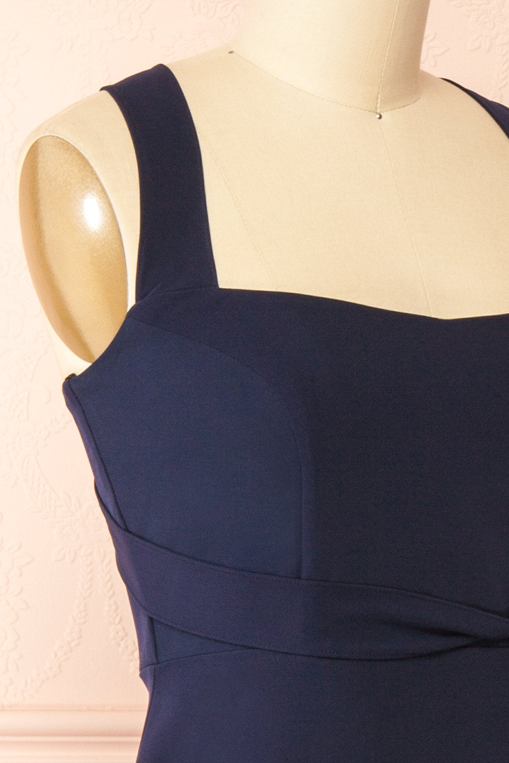 Valentina Navy Midi A-line Dress with Adjustable Straps | Boutique 1861 side