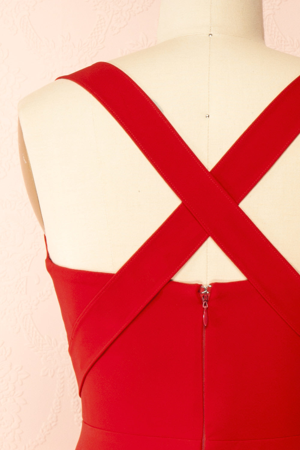 Valentina Red Midi A-line Dress w/ Adjustable Straps | Boutique 1861 back