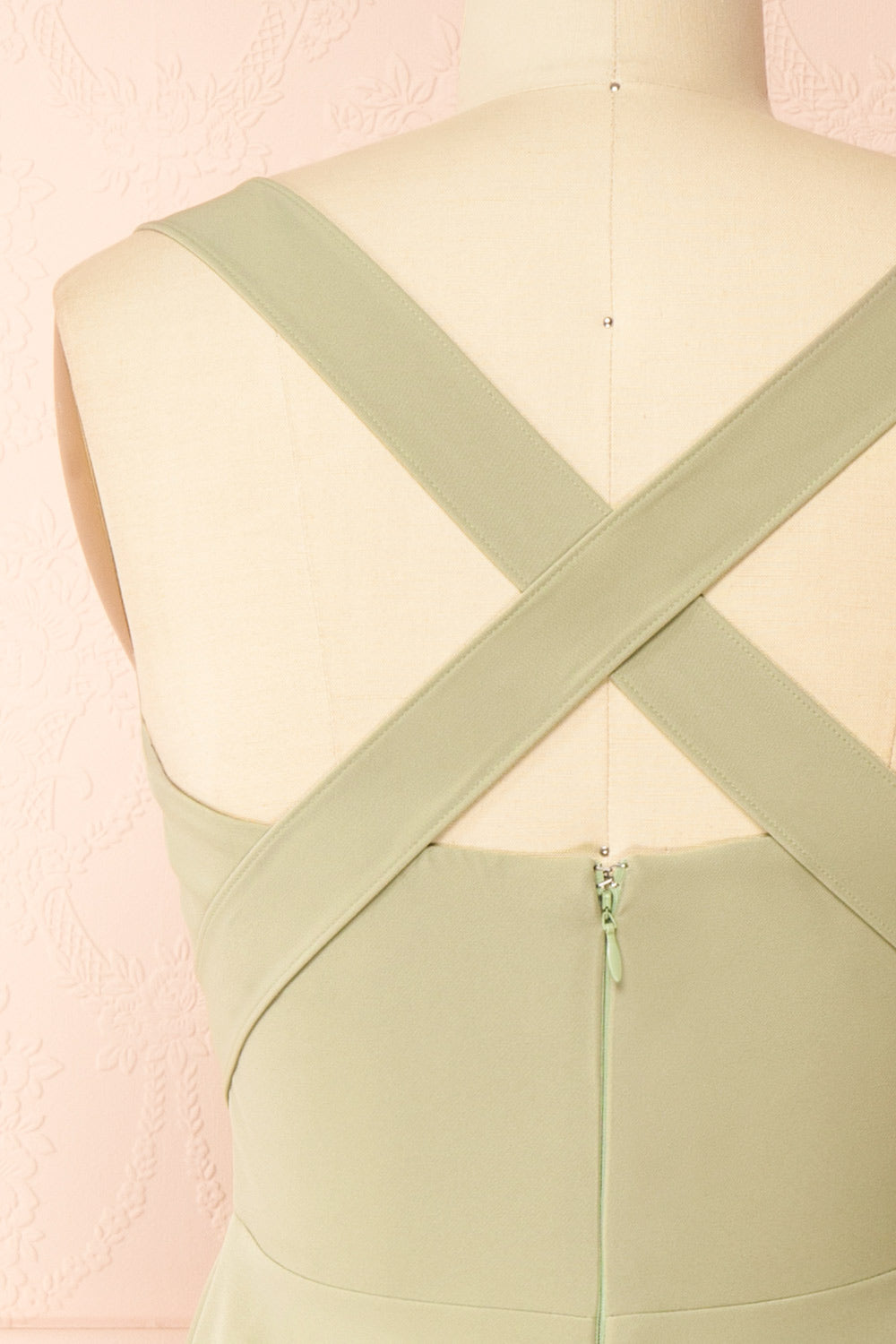 Valentina Sage Midi A-line Dress w/ Adjustable Straps | Boutique 1861 back