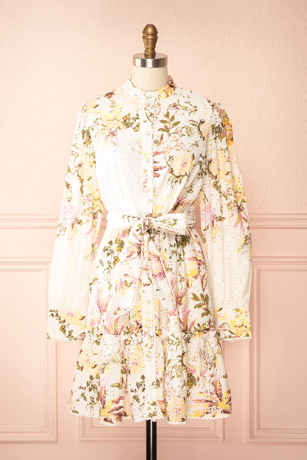 Valeriana Short Button-Up Floral Dress | Boutique 1861 front view