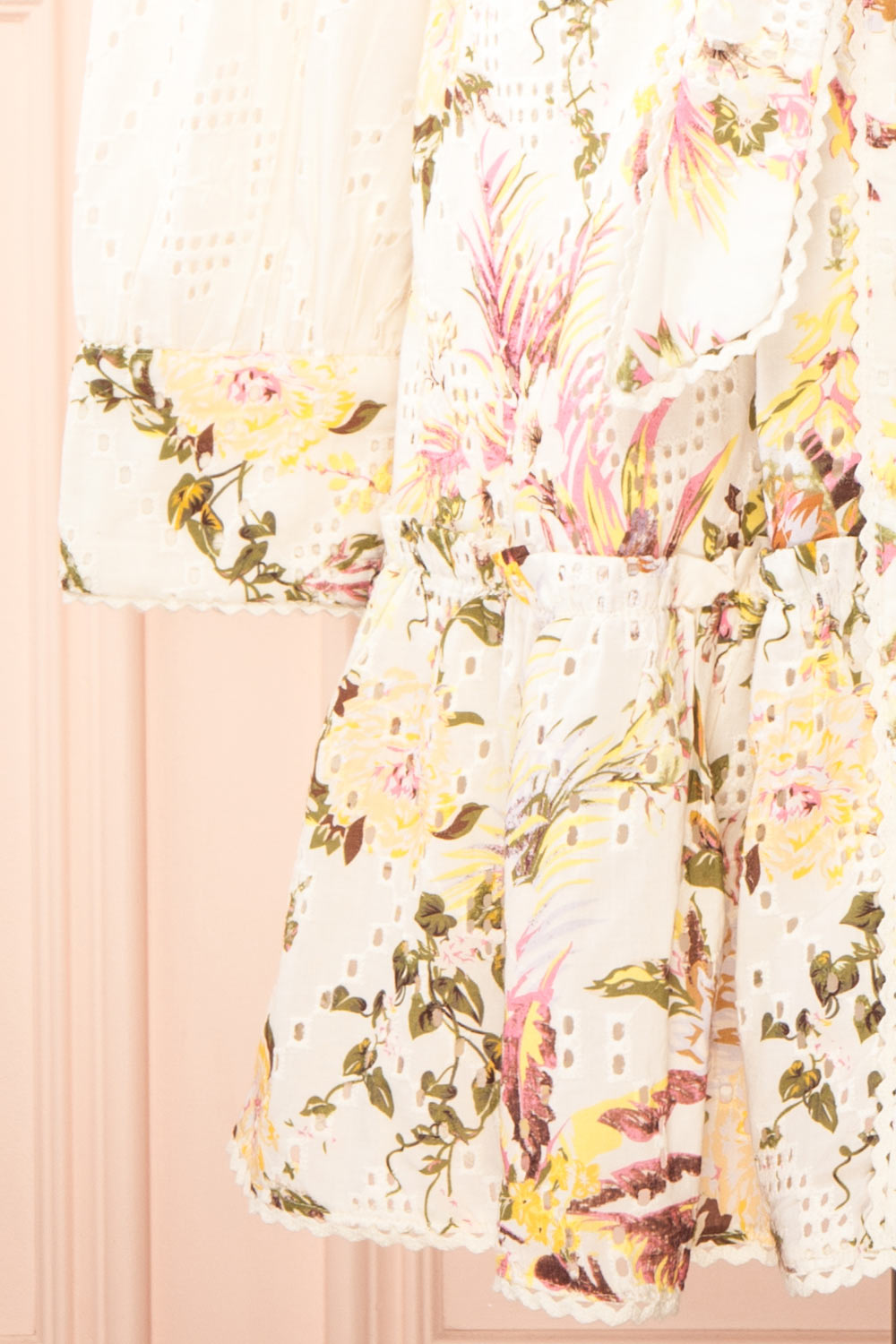 Valeriana Short Button-Up Floral Dress | Boutique 1861 sleeve