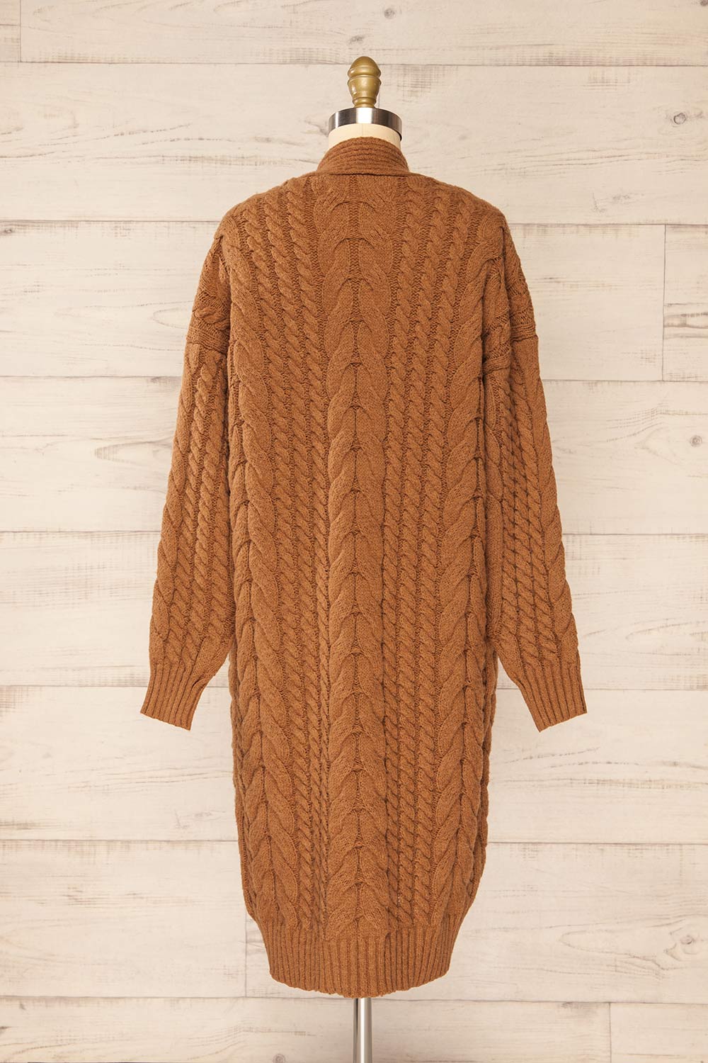 Valletta Caramel Open Front Knit Cardigan | La petite garçonne back view