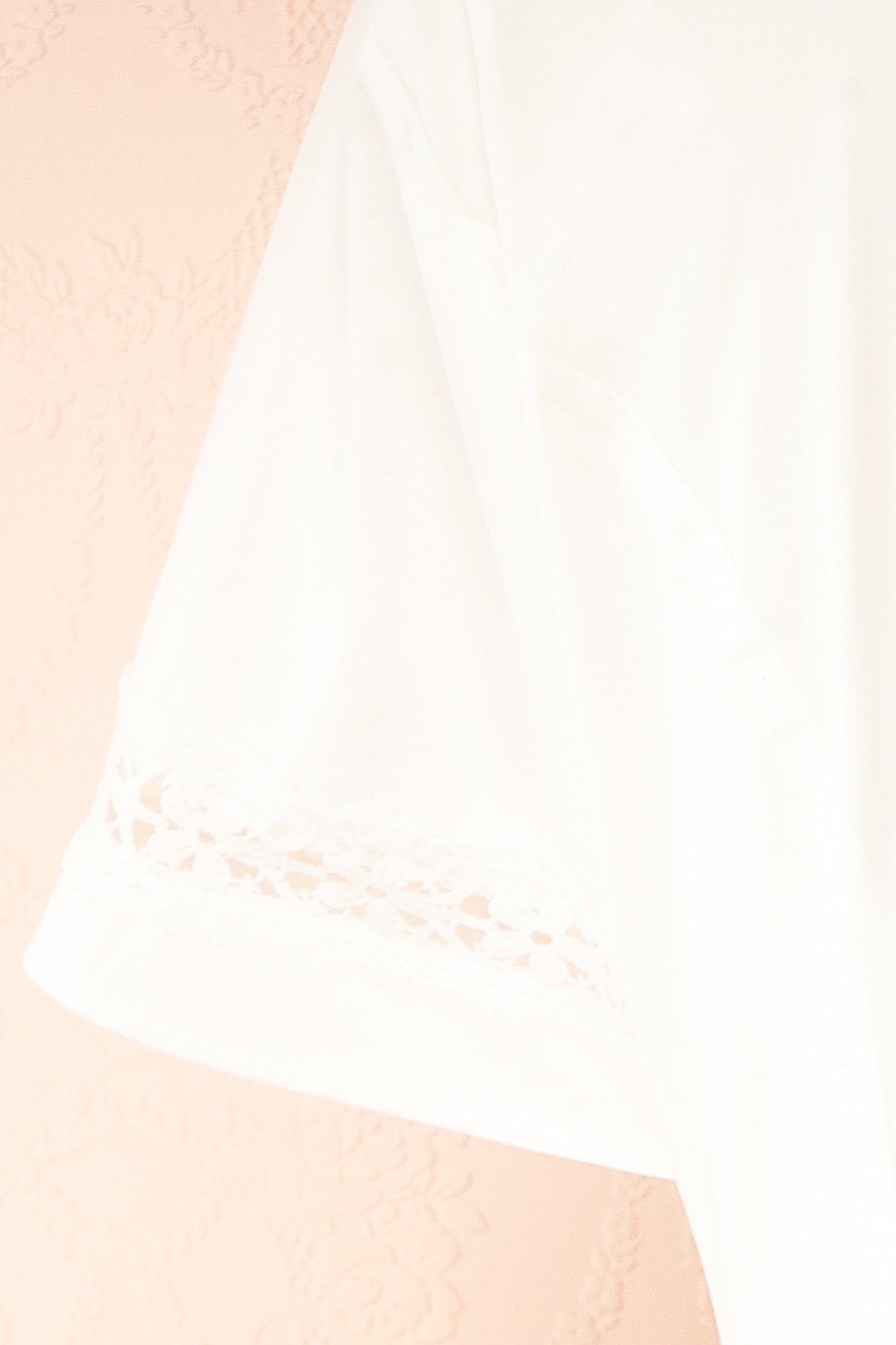 Vallis | White Eyelet Lace Trim Midi Shirt Dress with Pockets and Belt