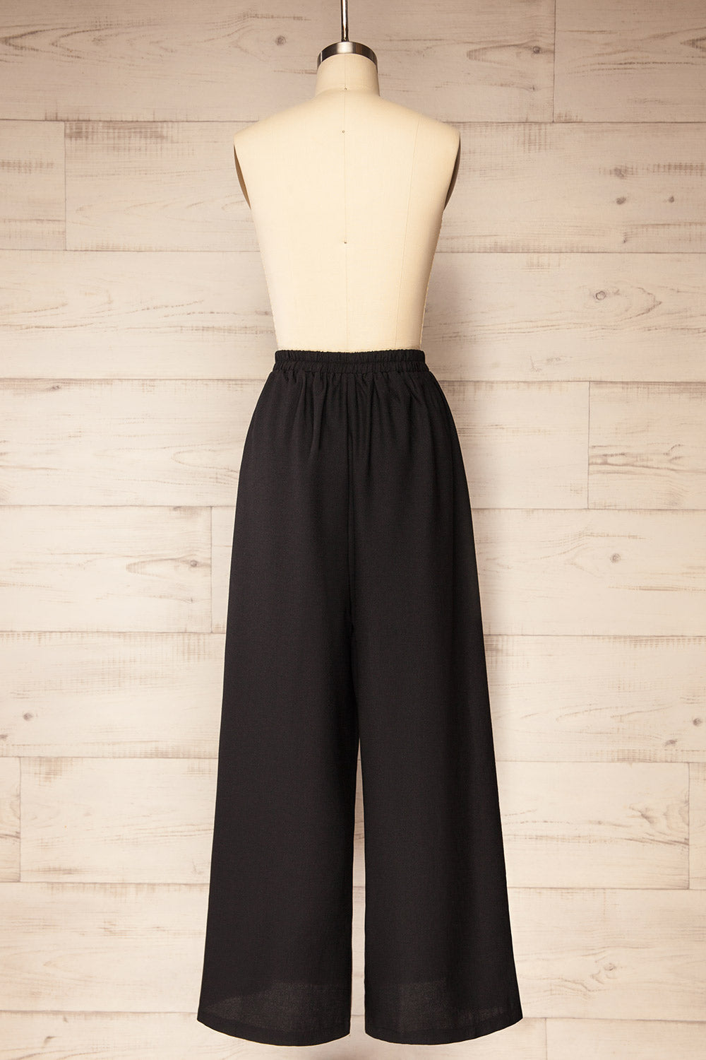 Varallo Black Wide Leg Pants with Front Pleats | La petite garçonne back view