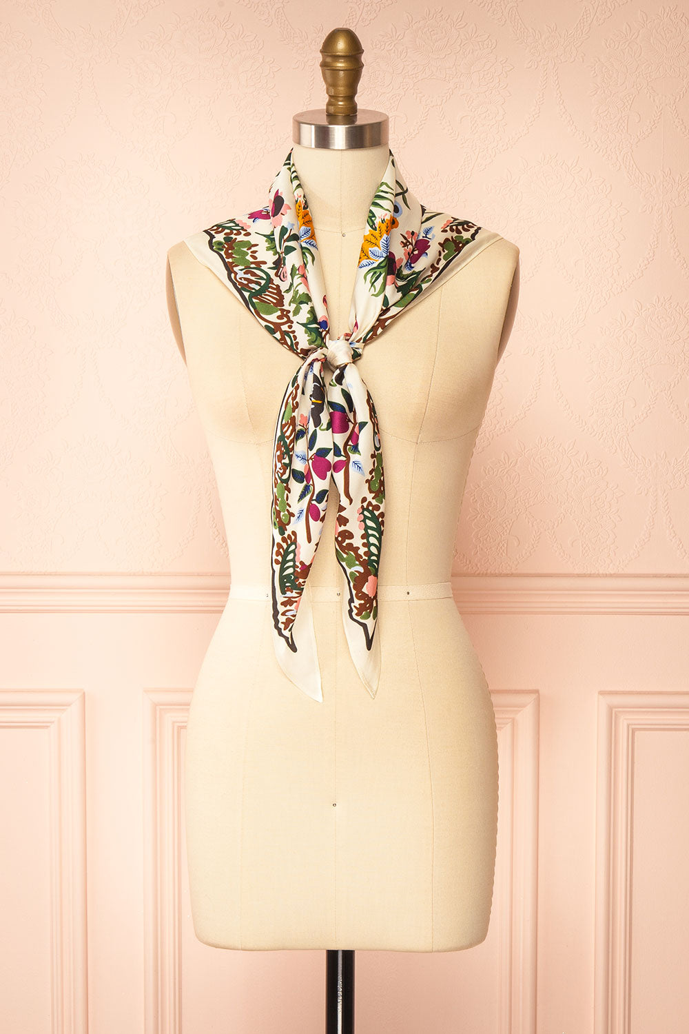 Varenia Satin Floral Botanical Triangle Scarf | Boutique 1861 scout view