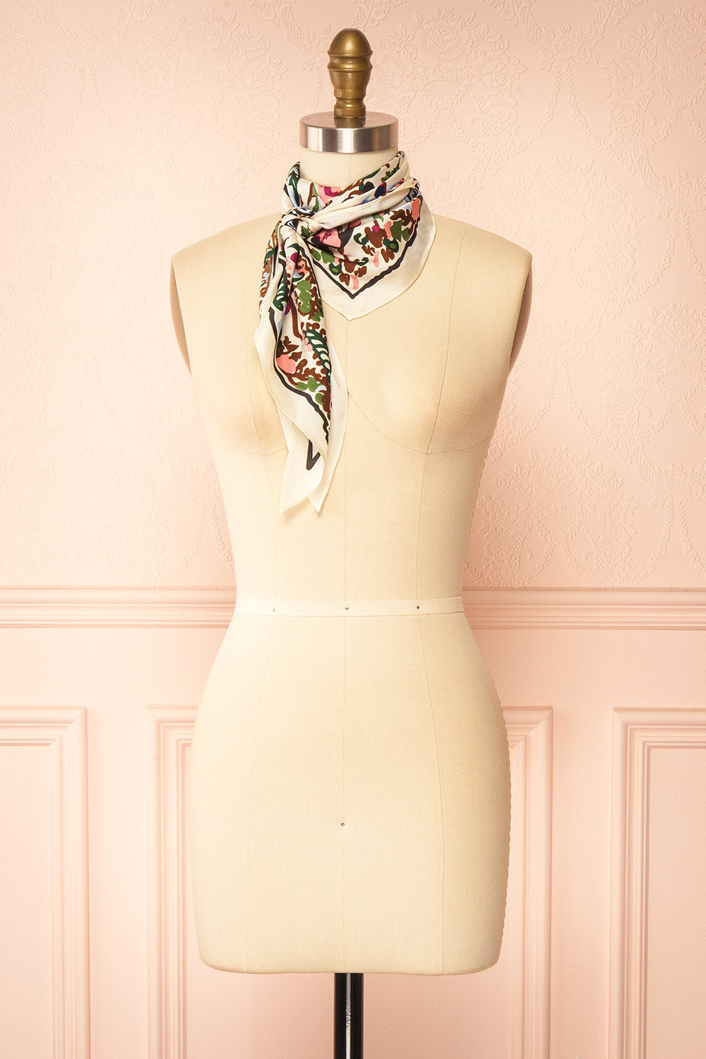 Varenia Satin Floral Botanical Triangle Scarf | Boutique 1861 side